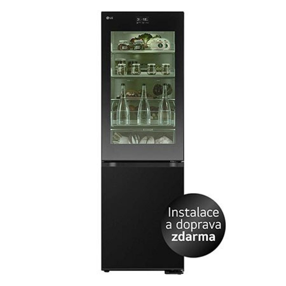 Kombinovaná chladnička LG - C - 349 l - InstaView™ - DoorCooling+™-Černá/šedá
